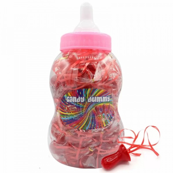 30 x Red Candy Dummies Lollies Kandy Kandy 60g In Pink Baby Bottle Jar